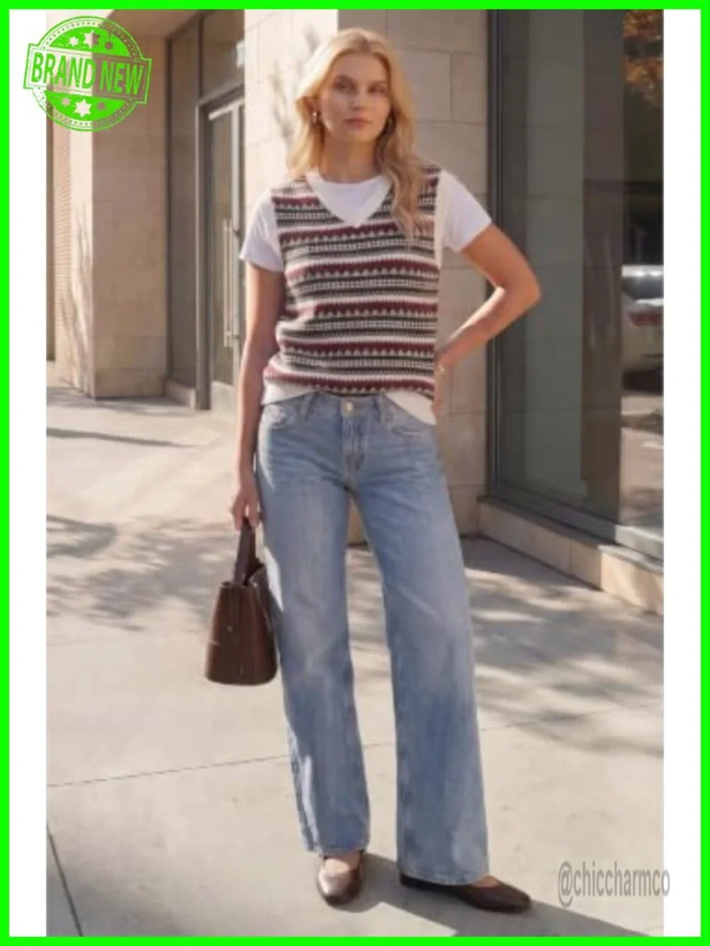 Wool Blend Knit V Neck Sleeveless Casual Sweater Vest Top